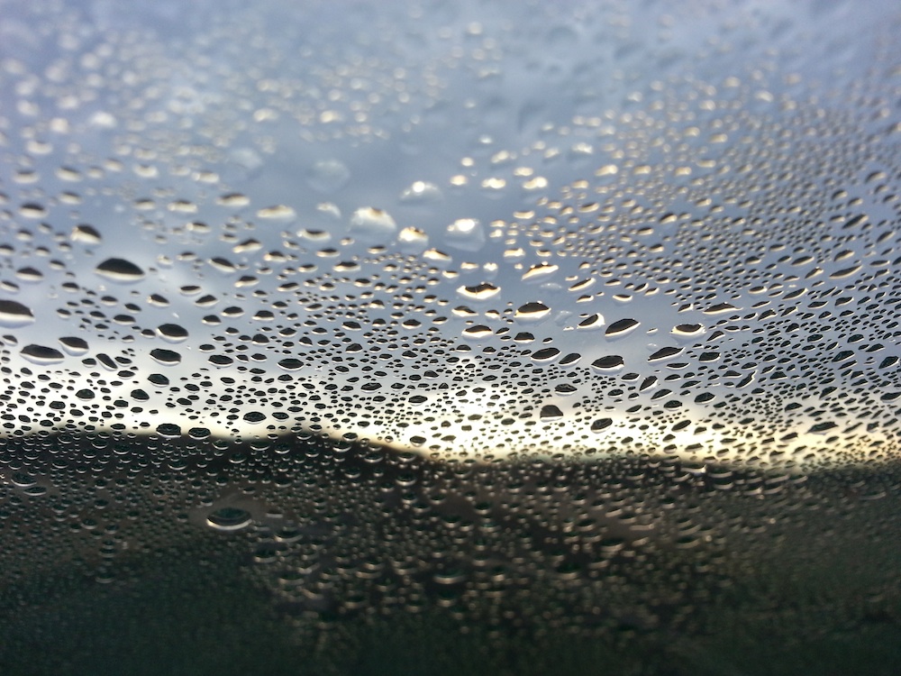 Water Droplets on Windshield